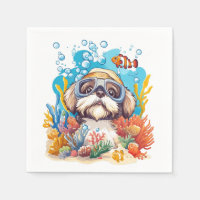 Chien Shih Tzu Snorkeling dans un récif de corail