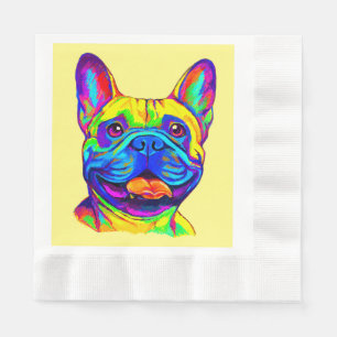 Serviette En Papier Chien-taureaux français en couleur
