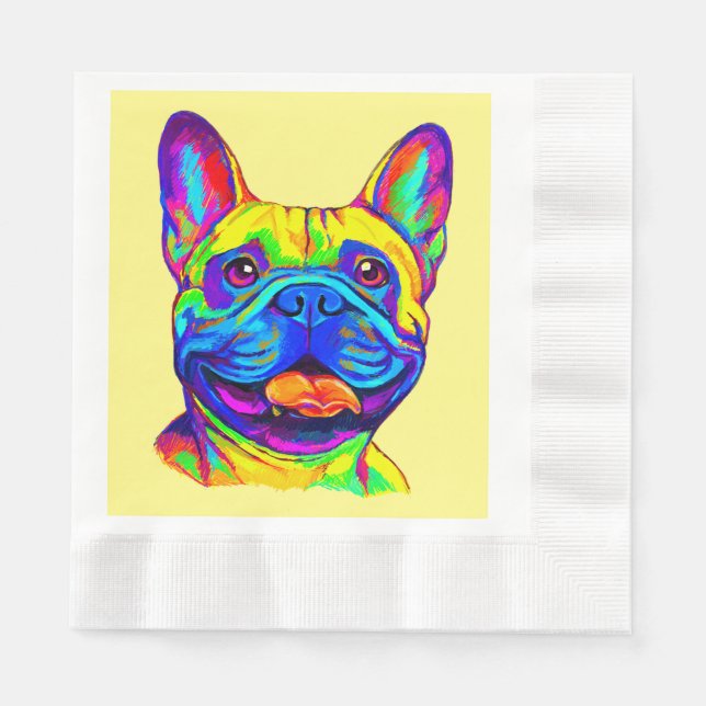Serviette En Papier Chien-taureaux français en couleur (Devant)