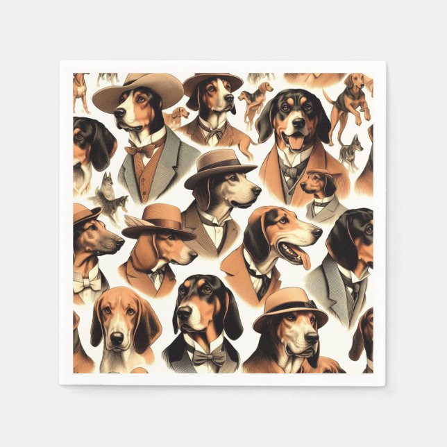 Serviette En Papier Chien vintage sans soudure (Devant)