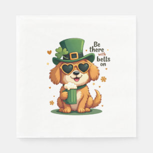 Serviette En Papier Chien vintage soyez là avec des cloches le jour de