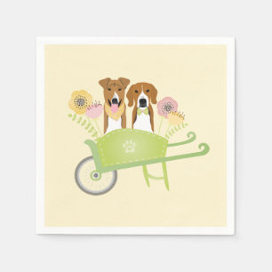 Serviette En Papier Chiens Brown En Fleurs De Printemps En Fleurs De B