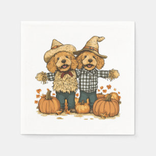 Serviette En Papier Chiens de Goldendoodle de la récolte d'automne