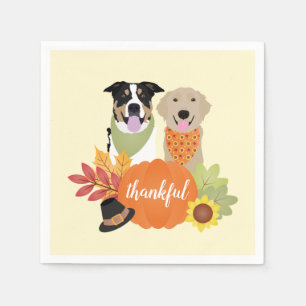 Serviette En Papier Chiens de grâce Thanksgiving Citrouilles de récolt