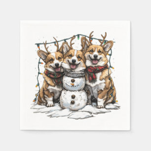 Serviette En Papier Chiens de Noël Chiens de neige