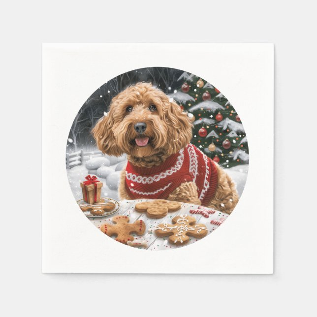 Serviette En Papier Chiens de Noël Goldendoodle (Devant)