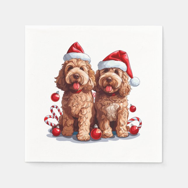 Serviette En Papier Chiens de Noël Goldendoodle (Devant)