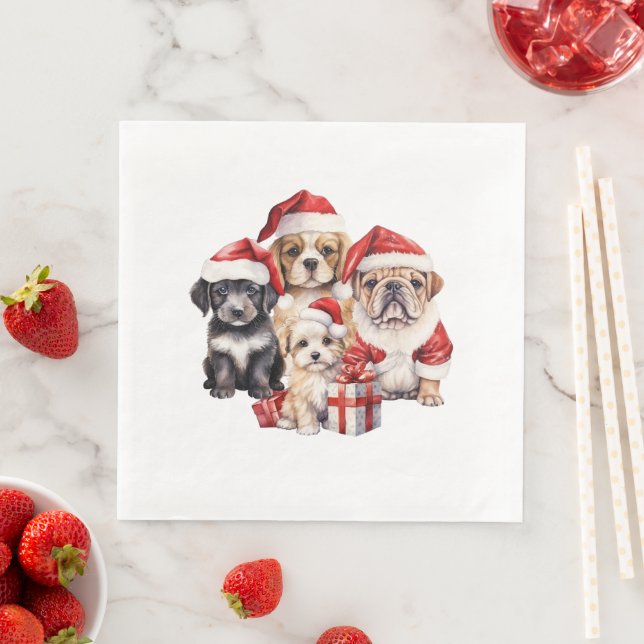 Serviette En Papier 'Chiens de Noël' mignon amoureux des chiens (En situation)