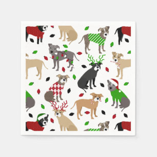 Serviette En Papier Chiens de Noël Pitbull Napkins
