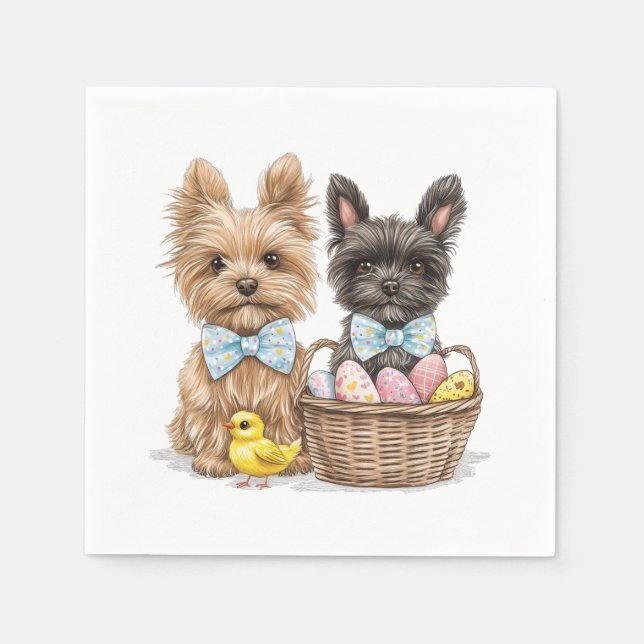 Serviette En Papier Chiens de Pâques Yorkshire Terrier (Devant)
