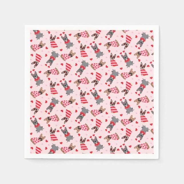 Serviette En Papier Chiens de Saint-Valentin (Devant)