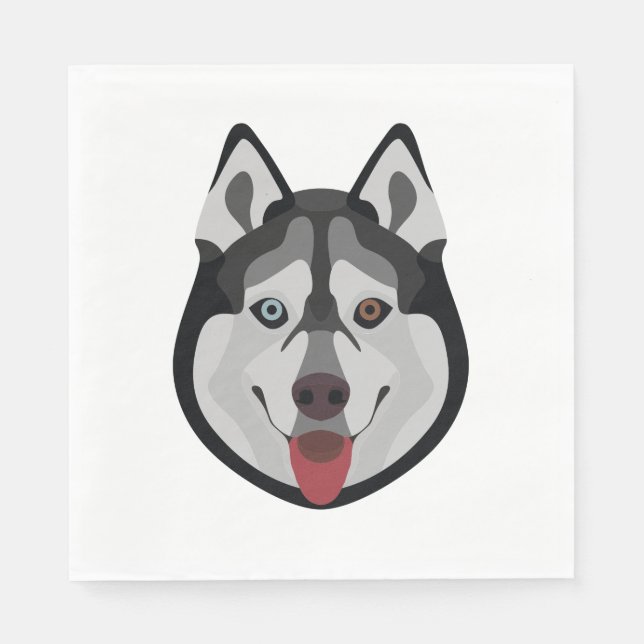 Serviette En Papier Chiens d'illustration face Sibérien Husky (Devant)