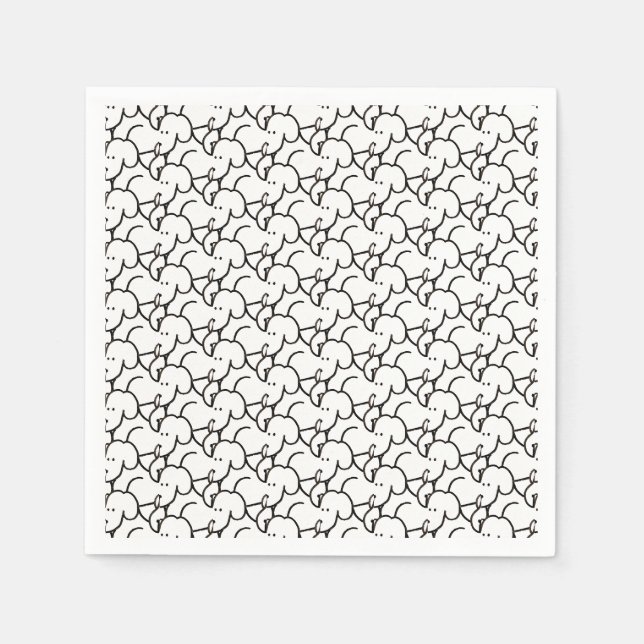 Serviette En Papier Chiens drôles de dessin animé assis (Devant)