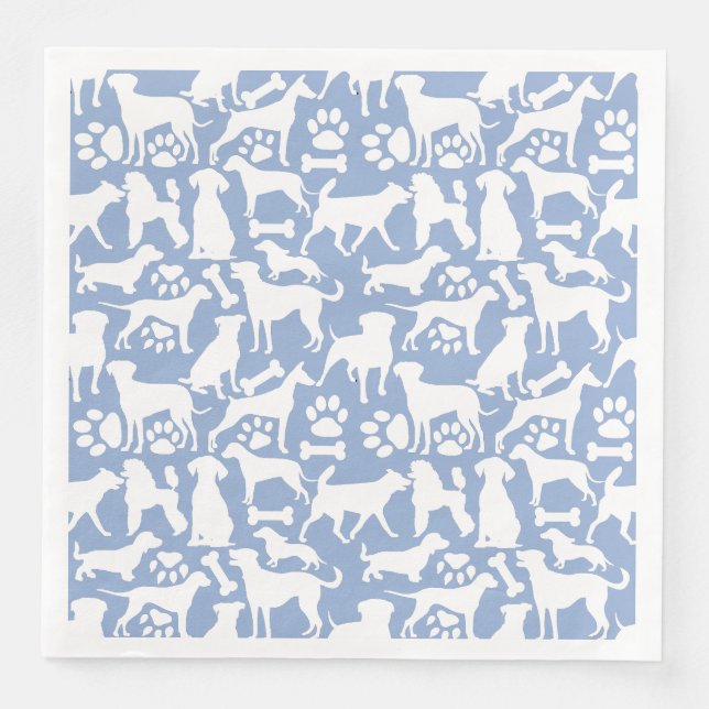 Serviette En Papier Chiens et pattes motif 02.b LBlue BG (Devant)