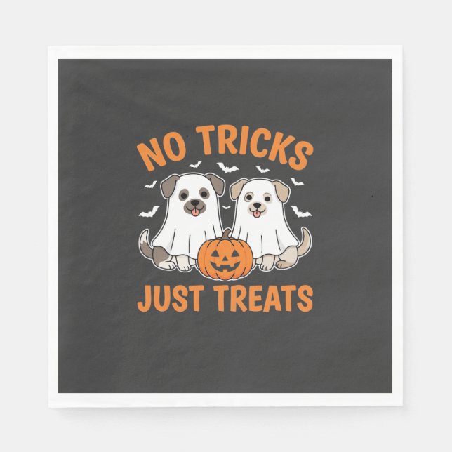 Serviette En Papier Chiens fantômes d'Halloween Pas de tours juste des (Devant)