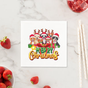 Serviette En Papier Chiens Joyeux Noël Animaux de famille Design