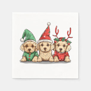 Serviette En Papier Chiens Labrador Retriever jaunes de Noël