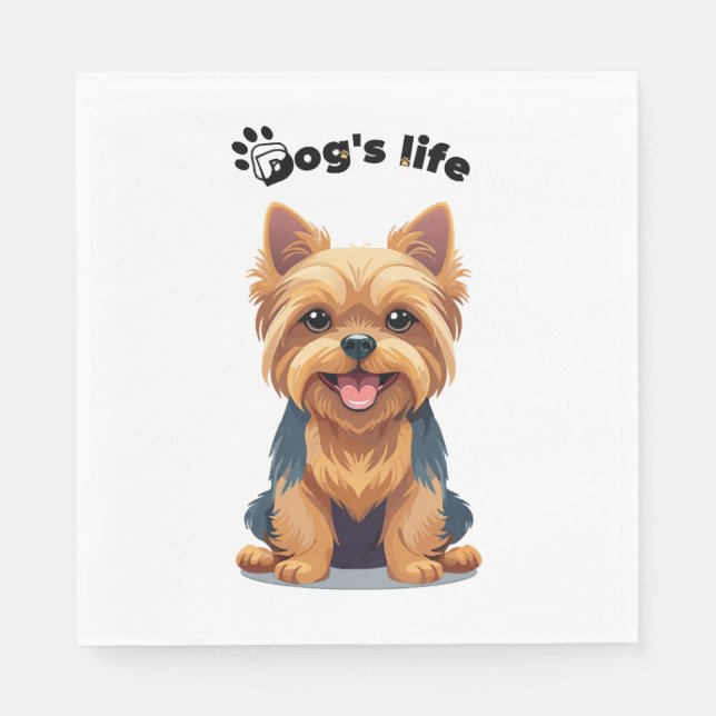 Serviette En Papier Chien's Life Fun Yorkshire Terrier illustration (Devant)