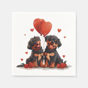 Serviette En Papier Chiens rotules de la Saint-Valentin