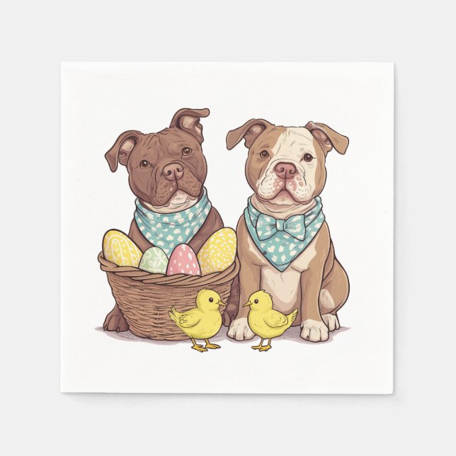 Serviette En Papier Chiens taureaux de Pâques (Devant)