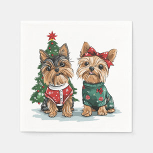 Serviette En Papier Chiens Yorkie de Noël