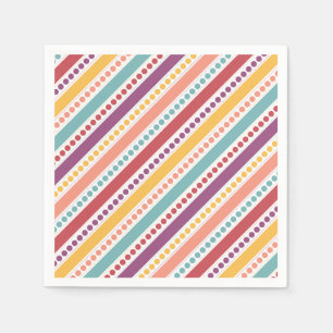 Serviette En Papier Chiffre arc-en-ciel et rayures Fille Anniversaire