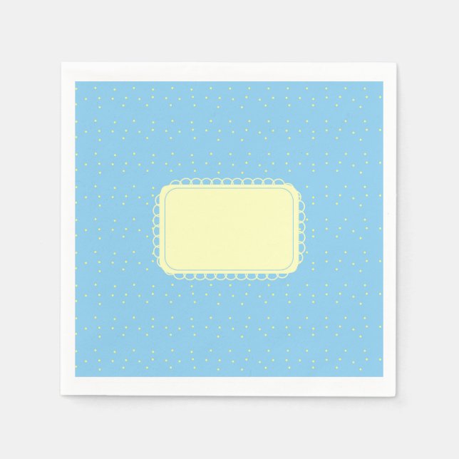 Serviette En Papier Chiffres Bébé Bleu et Jaune (Devant)