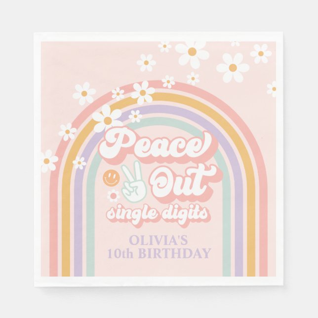 Serviette En Papier Chiffres simples Peace Out Pastel rainbow (Devant)
