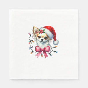Serviette En Papier Chihuahua Chien Avec Coquette Bow Noël Corresponda
