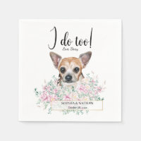 Chihuahua Chien Mariage Cocktail Serviettes