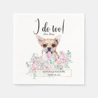 Chihuahua Chien Mariage Cocktail Serviettes