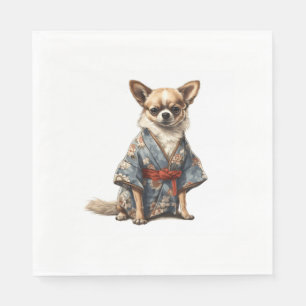 Serviette En Papier Chihuahua Chig En Japonais Kimono Robe Illustratio