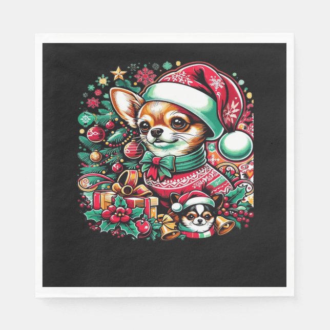Serviette En Papier Chihuahua Christmas Cheer! Classic T-Shirt (Devant)