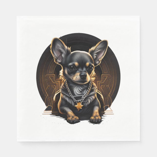 Serviette En Papier Chihuahua Cool Chien Rap Hip-Hop Gangster (Devant)