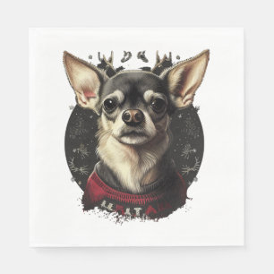 Serviette En Papier Chihuahua Joyeux Noël X-Mas Tree Cute