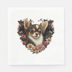 Serviette En Papier Chihuahua mignon chien de belles fleurs fille