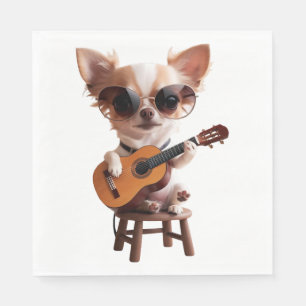Serviette En Papier chihuahua mignon jouant du guitar classique dessin