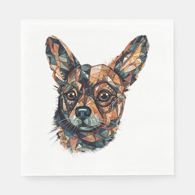 Serviette En Papier Chihuahua Mosaic Geometrical Art Chien (Devant)