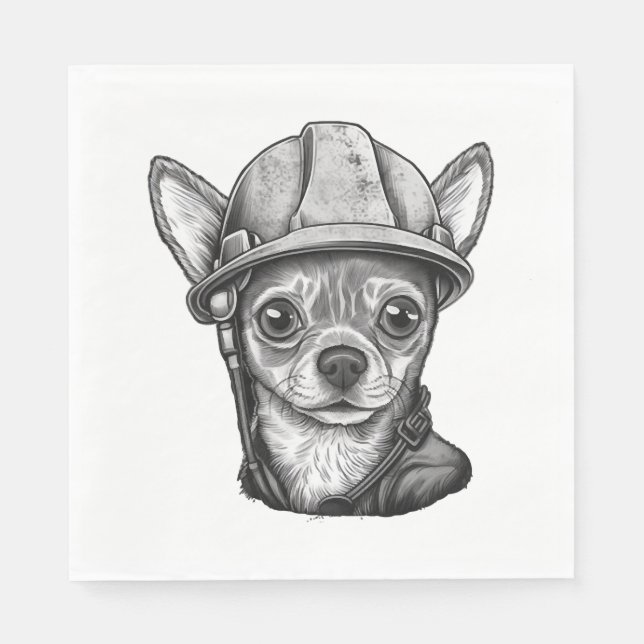 Serviette En Papier Chihuahua Ouvrier de construction (Devant)