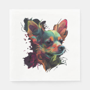 Serviette En Papier Chihuahua peinture Abstraite couleur mignonne chie