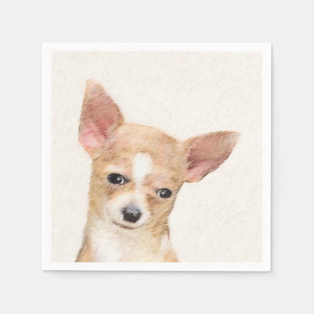 Serviette En Papier Chihuahua Peinture - Cute Original Chien Art (Devant)