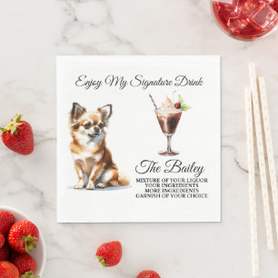 Serviette En Papier Chihuahua Signature Boire Mariage Animaux domestiq
