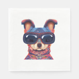 Serviette En Papier Chillhuahua Style Bohème Chihuaha Avec Sunglasse