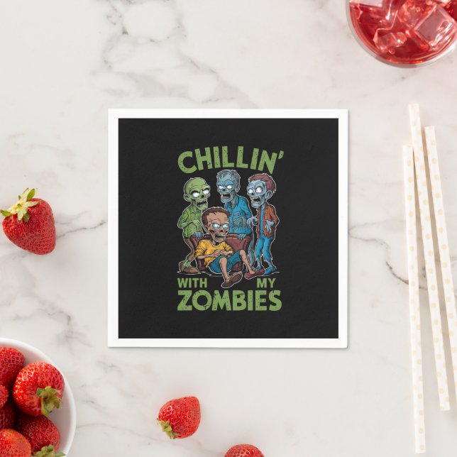 Serviette En Papier Chillin Avec Mes Zombies Halloween Garçons Enfants (En situation)