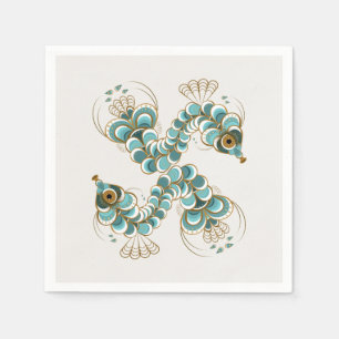 Serviette En Papier Chimera - Peacock Seahorse Papier Napkins