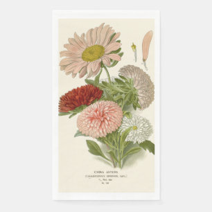 Serviette En Papier China Asters - Exquise Vintage Florale Botanique