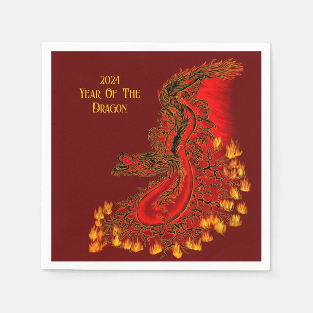 Serviette En Papier Chine Dragon, 2024 Année Du Dragon (Devant)