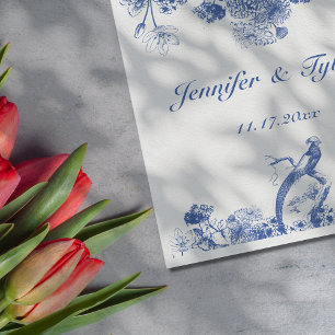 Serviette En Papier Chine florale bleue et blanche Motif avec oiseaux