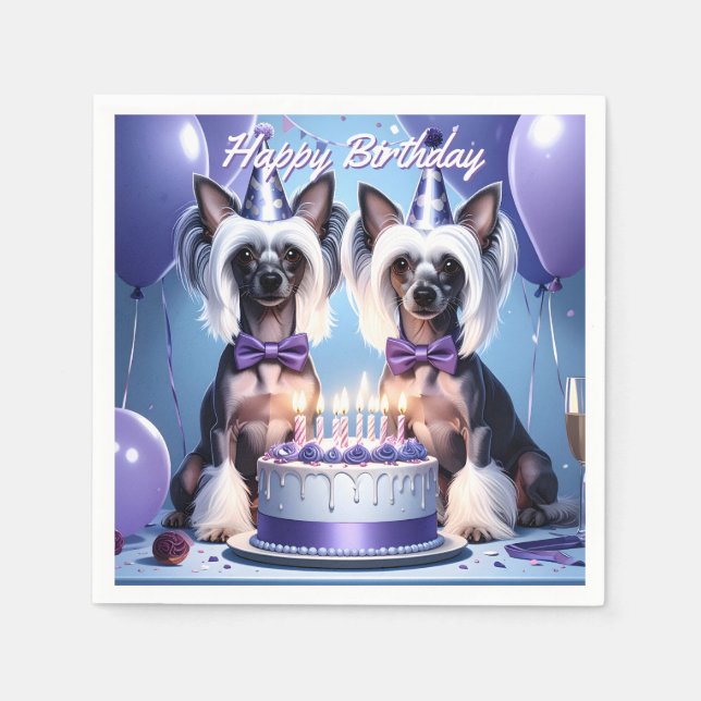 Serviette En Papier Chinese Crested Birthday (Devant)