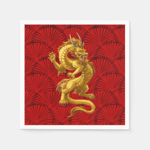 Serviette En Papier Chinois Lucky Gold Dragon Papier serviettes